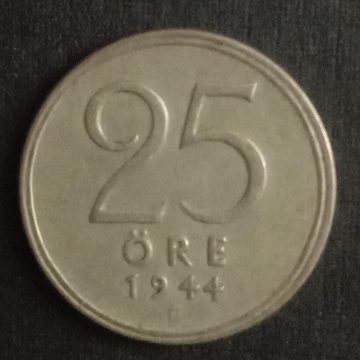 SWEDEN 25 ORE 1944 Coin(used)