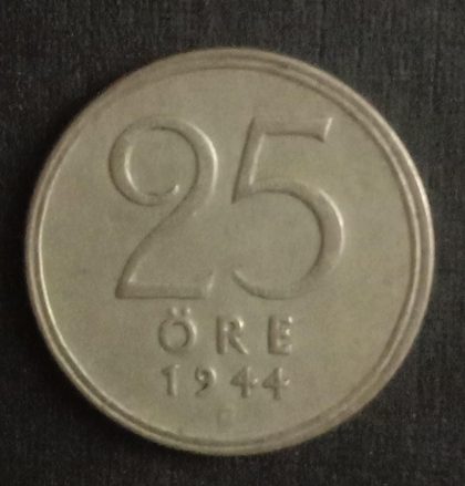 SWEDEN 25 ORE 1944 Coin(used) | Indian Postage Stamps | Indian Coins | Old Indian Currency | Rare Indian Coins | Numismatic Collection India