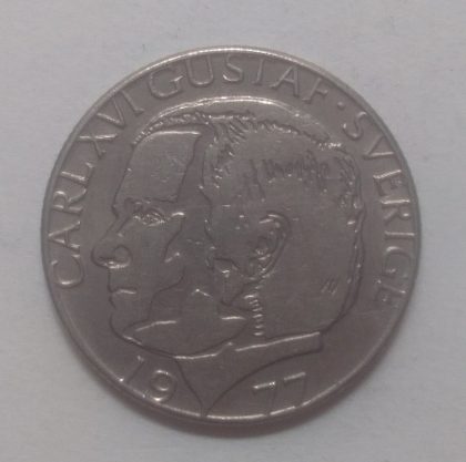 SWEDEN 1 KRONA 1977(used) | Indian Postage Stamps | Indian Coins | Old Indian Currency | Rare Indian Coins | Numismatic Collection India - Image 2