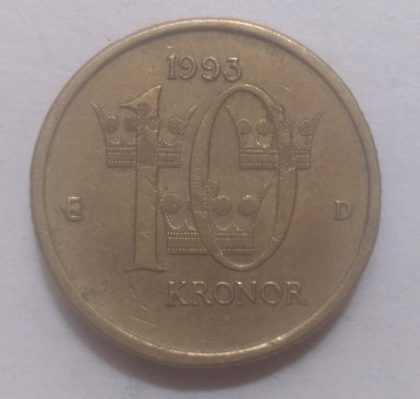 SWEDEN 10 KRONOR 1993(used) | Indian Postage Stamps | Indian Coins | Old Indian Currency | Rare Indian Coins | Numismatic Collection India