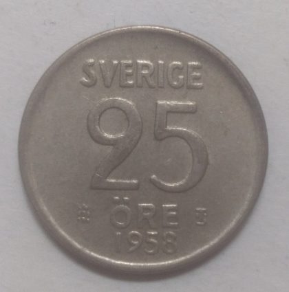 SWEDEN 25 ORE 1958(used) | Indian Postage Stamps | Indian Coins | Old Indian Currency | Rare Indian Coins | Numismatic Collection India