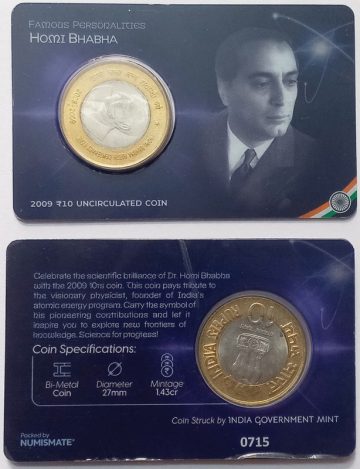 Homi Bhabha Brith Centenary ATM card Rs.10 (Pvt)