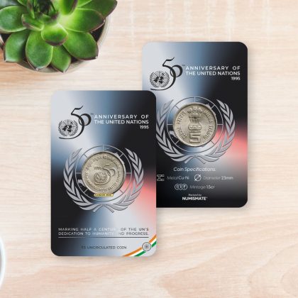 50 Tm Anniversary OF The United Nations - 1995  ATM card Rs.5 | Indian Postage Stamps | Indian Coins | Old Indian Currency | Rare Indian Coins | Numismatic Collection India
