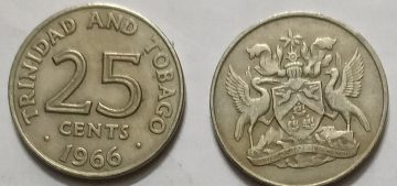 Trinidad and tobago 25 cents Coin 1966 (Used)
