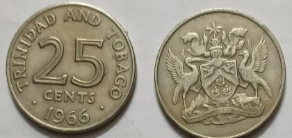 Trinidad and tobago 25 cents Coin  1966  (Used) | Indian Postage Stamps | Indian Coins | Old Indian Currency | Rare Indian Coins | Numismatic Collection India