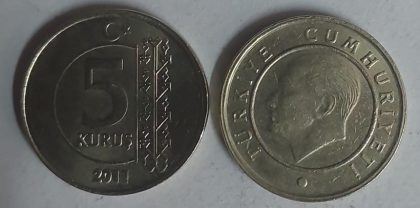 TURKEY 5 KURUS Coin 2011 (used) | Indian Postage Stamps | Indian Coins | Old Indian Currency | Rare Indian Coins | Numismatic Collection India