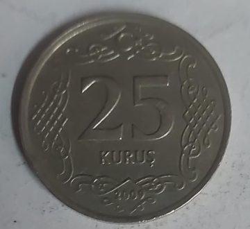 TURKEY 25 KURUS Coin 2009  (used)