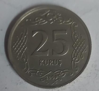 TURKEY 25 KURUS Coin 2009  (used) | Indian Postage Stamps | Indian Coins | Old Indian Currency | Rare Indian Coins | Numismatic Collection India