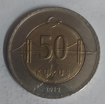 TURKEY 50 KURUS Coin 2012  (used)