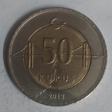 TURKEY 50 KURUS Coin 2012  (used)