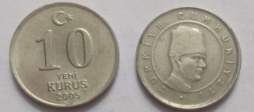 Turkey 10 kurus 2005 (used)