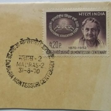 31 Aug. '70 International Education Year (Birth Centenary of Dr.Maria montesssiori (Educationalist)). 1st Day Cancellation