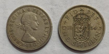 UK 1 Shilling Coin 1954 (USED) | Indian Postage Stamps | Indian Coins | Old Indian Currency | Rare Indian Coins | Numismatic Collection India