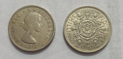 UK 2 Shilling Coin 1965 (USED) | Indian Postage Stamps | Indian Coins | Old Indian Currency | Rare Indian Coins | Numismatic Collection India