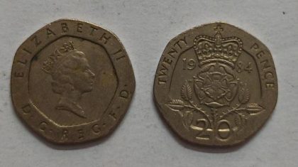 UK 20 Pence Coin 1984 (USED) | Indian Postage Stamps | Indian Coins | Old Indian Currency | Rare Indian Coins | Numismatic Collection India