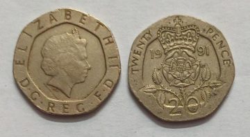 UK 20 Pence Coin 1991 (USED)