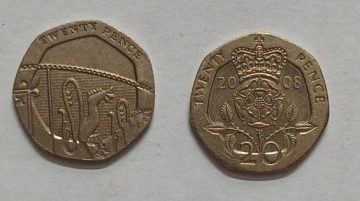 UK 20 Pence Coin 2008 (USED)