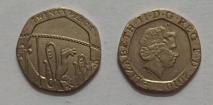 UK 20 Pence Coin 2010 (USED) | Indian Postage Stamps | Indian Coins | Old Indian Currency | Rare Indian Coins | Numismatic Collection India