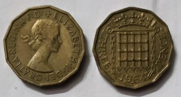 UK 3 Pence Coin 1964 (USED)