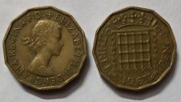 UK 3 Pence Coin 1961  (USED)