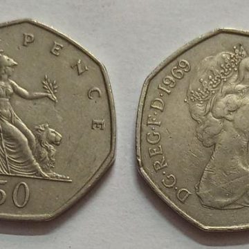 UK 50 Pence Coin 1969 (USED)