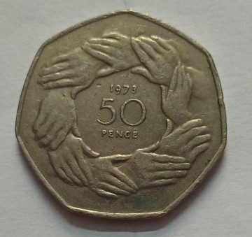 UK 50 Pence Coin 1973 (USED)