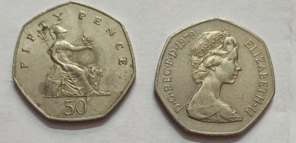 UK 50 Pence Coin 1979 (USED) | Indian Postage Stamps | Indian Coins | Old Indian Currency | Rare Indian Coins | Numismatic Collection India
