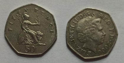 UK 50 Pence Coin 2000 (USED) | Indian Postage Stamps | Indian Coins | Old Indian Currency | Rare Indian Coins | Numismatic Collection India