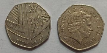 UK 50 Pence Coin  2013 (USED)