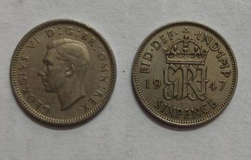 UK 6 Pence Coin 1947 (USED)