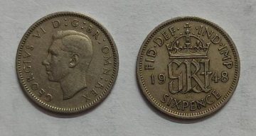 UK 6 Pence Coin 1948 (USED)