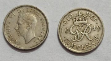 UK 6 Pence Coin 1949 (USED)