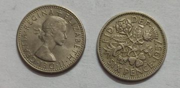 UK 6 Pence Coin 1957 (USED)