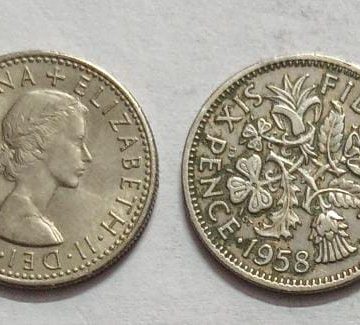 UK 6 Pence Coin 1958 (USED)