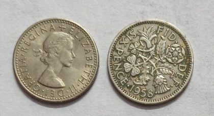 UK 6 Pence Coin 1958 (USED) | Indian Postage Stamps | Indian Coins | Old Indian Currency | Rare Indian Coins | Numismatic Collection India