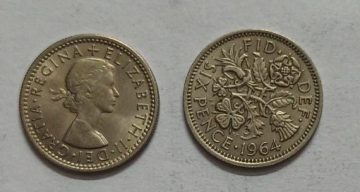 UK 6 Pence Coin 1964 (USED)
