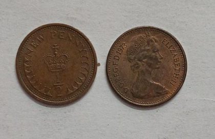 UK Half New Penny 1973 Small Coin (USED) | Indian Postage Stamps | Indian Coins | Old Indian Currency | Rare Indian Coins | Numismatic Collection India