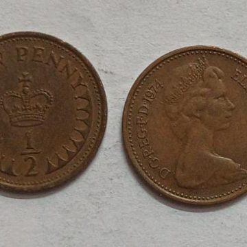 UK Half New Penny 1974 Small Coin (USED)
