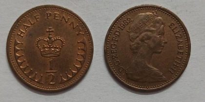 UK Half New Penny 1982 Small Coin (USED) | Indian Postage Stamps | Indian Coins | Old Indian Currency | Rare Indian Coins | Numismatic Collection India