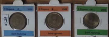 5 Rupee - Saint Alphonsa - 3 NOS - C/ B/ H_UNC Mint