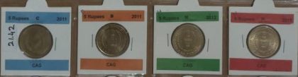 5 Rupee - C A G- 4 NOS -   C/ B/ H/ N_UNC  Mint | Indian Postage Stamps | Indian Coins | Old Indian Currency | Rare Indian Coins | Numismatic Collection India