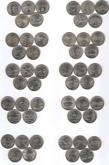 United States Quarter Dollars Set of 50 State Coins 1999- 2008 USED