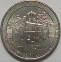2016 - Brilliant USED Harpers Ferry National Park Quarter Coin