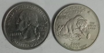 United States Quarter Dollar Alaska State 1 Coin (# 49/50) Used