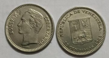 Venezuela 25 centimos Coin  1965  (Used)