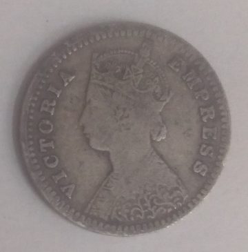 British India Coin VICTORIA EMPRESS-TWO ANNA 1893(Used)