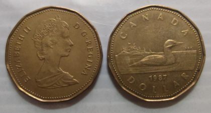 1 DOLLAR CANADA 1987 Elizabeth II D.G Regina (used) | Indian Postage Stamps | Indian Coins | Old Indian Currency | Rare Indian Coins | Numismatic Collection India