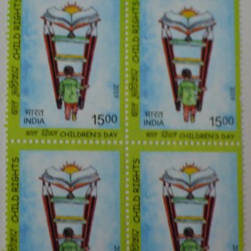 Childrens day child rights (Block of 4 TL Stamp) Rs 15