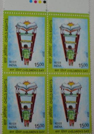 Childrens day child rights (Block of 4 TL Stamp) Rs 15