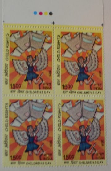 Childrens day child rights Rs 15 (Block of 4 TL Stamp)